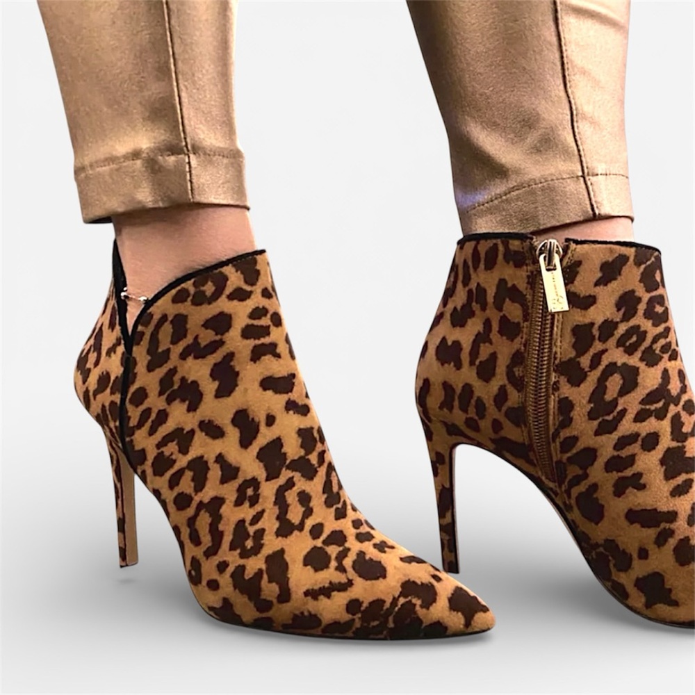 Jessica Simpson Leopard Print High Heel Ankle Booties Boots - Size 7.5